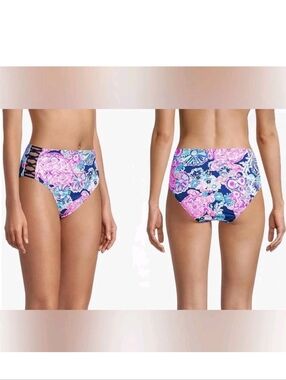 Lilly Pulitzer Rumy Bikini Bottoms High Tide Navy Turtle Amazement Size 6 A3154